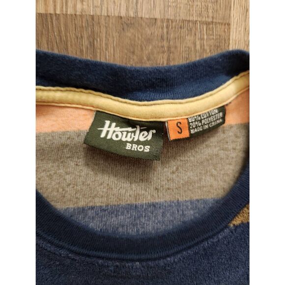 HOWLER BROTHERS Shirt Mens Small multi Striped Terry Cloth Pocket Short Sleeve - Picture 3 of 7